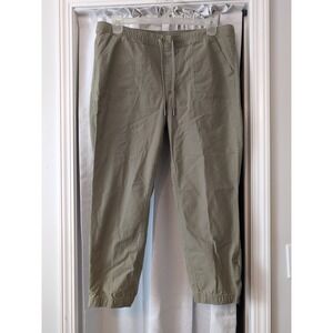 Eddie Bauer Pull Up Hiking Pants Women Size 14 Green Elastic Waist